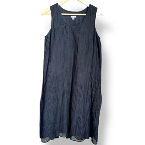 J. Jill Black Sleeveless Zip Midi Dress Women’s Small Cotton Silk Blend Pockets